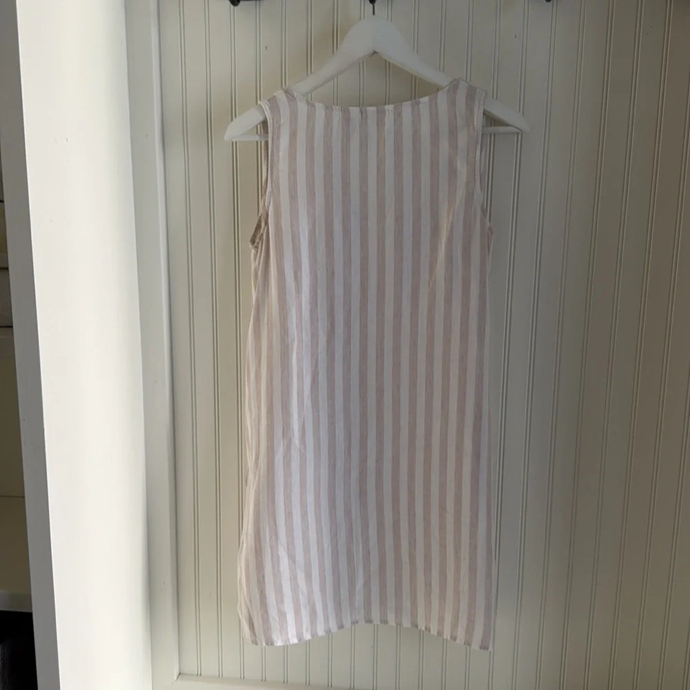 St. Tropez 100% linen sleeveless dress with pockets - Picture 6 of 6